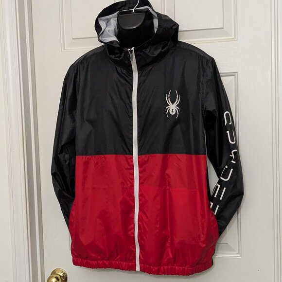 Spyder Optic Men's Water Resistant Jacket Size  L Black / Red - Picture 2 of 12